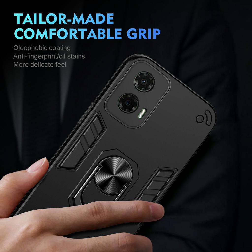 For Motorola Moto G35 5G Case PC+TPU Drop Defend Phone Cover with Ring Kickstand