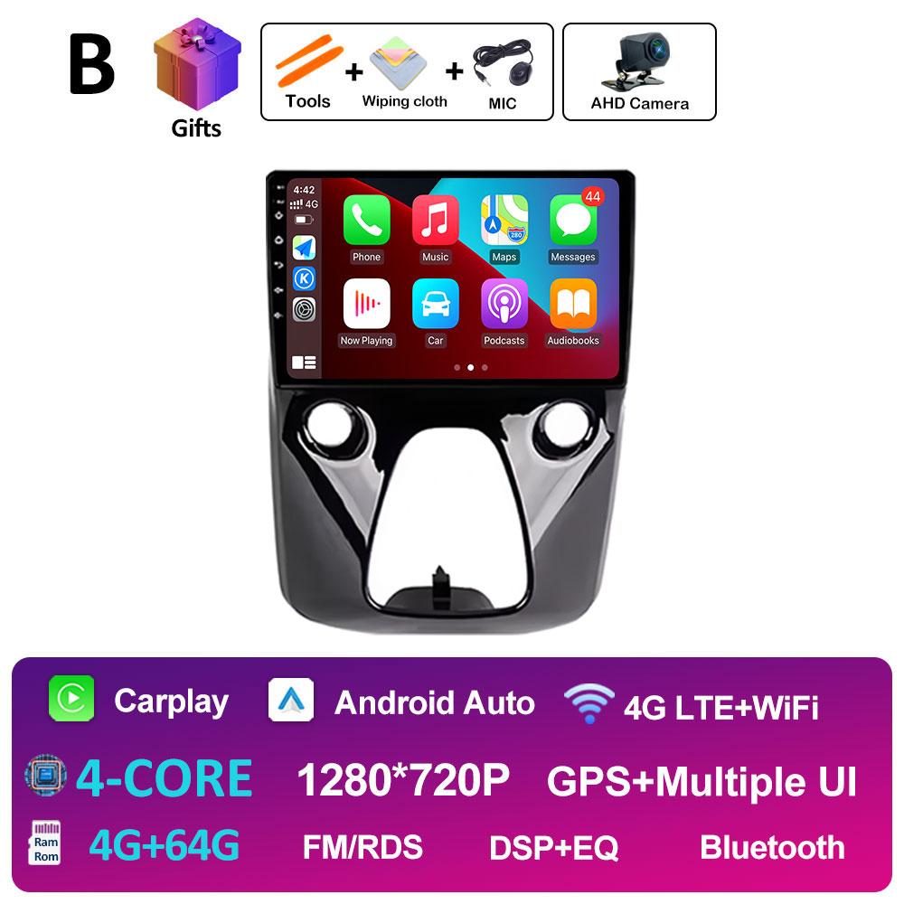 Car Audio Multimedia Radio Player For Peugeot 108 For Toyota Aygo B40 2014 2015 2016 - 2021 Android 14 Wireless Carplay NO 2 Din