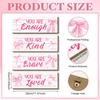 Pink Bow Inspirational Wall Decor Positive Affirmations Wall Art Wooden Hanging Plaque Sign for Teen Girls Room Nursery Bedroom Decor