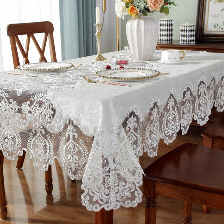 

American Style White Table Cloth Gold Velvet Rectangle Tablecloth Embroidered Lace Europe Table Cloths for Dining Table Chair 70x70cm