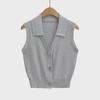 2024 European-American Slim Fit Sleeveless Button Sweater