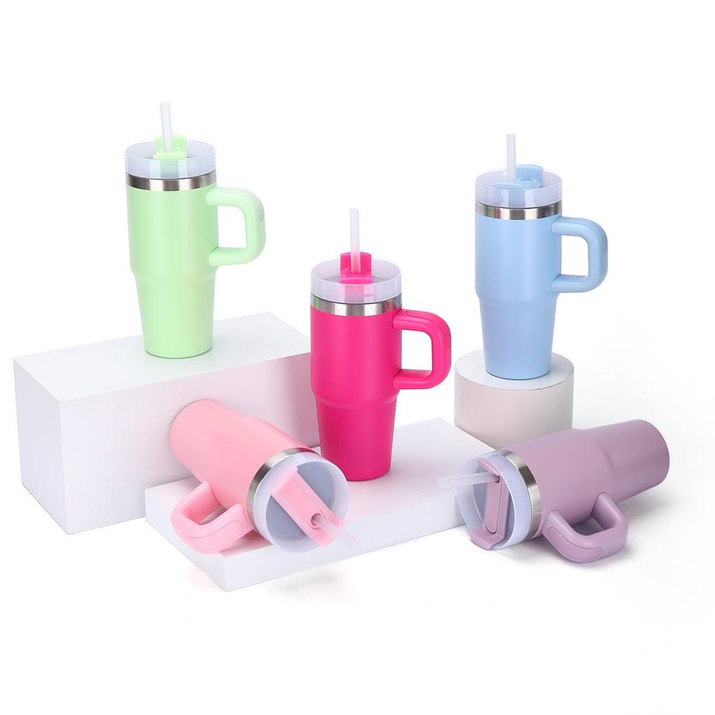 14oz Insulated Stainless Steel Tumbler with Handle for Outdoor Sports and Vehicles