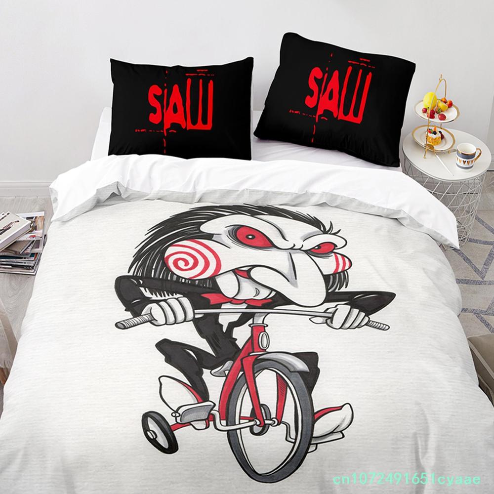 Chainsaw Fright Bedding Set Single Twin Full Queen King Size Halloween Bed Set Aldult Kid Bedroom Duvetcover Sets 3D Print 011