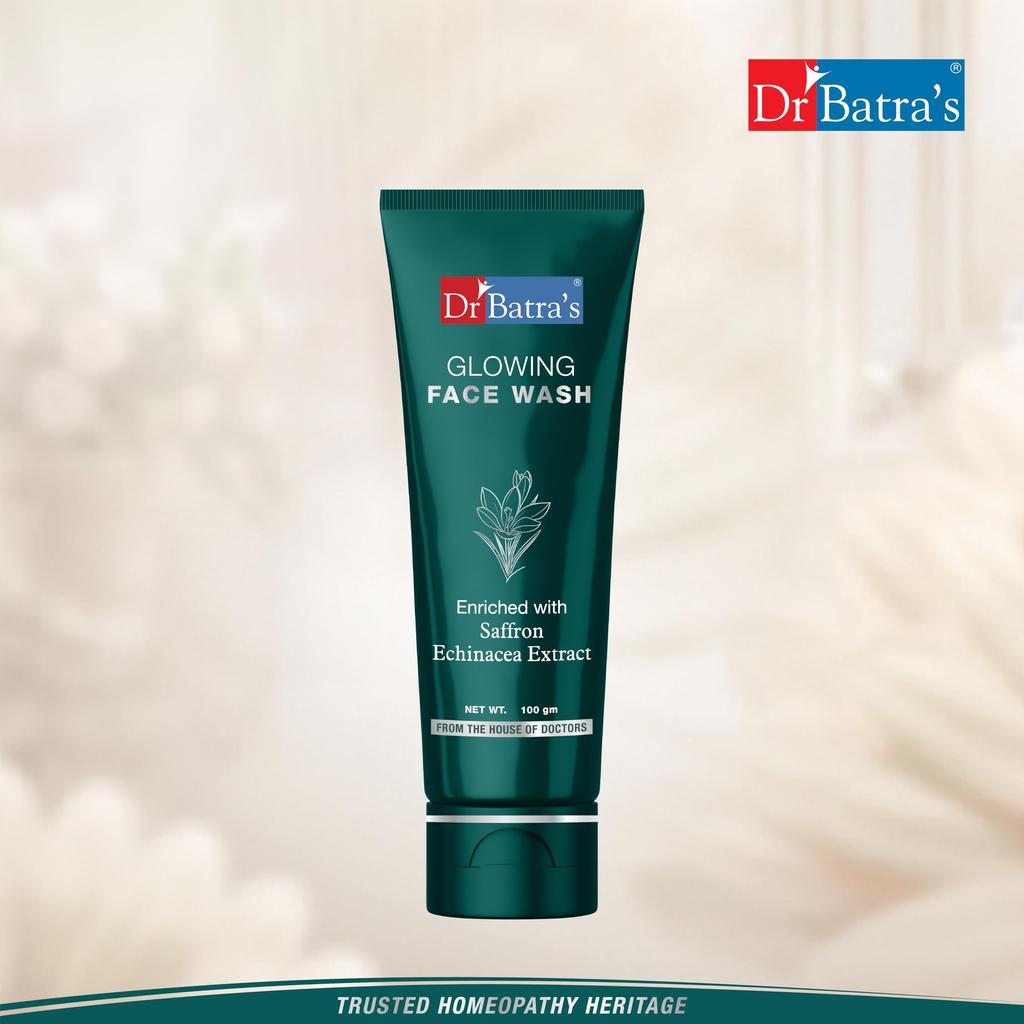 Dr. Batra's Glowing Face Wash, Enriched with Echinacea Extract, Saffron, for Natural Glow and Skin Rejuvenation, Reduces UV Damage, Face Wash for H