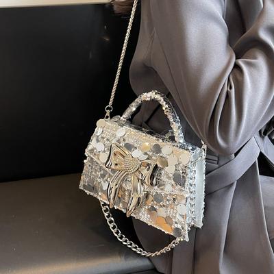 Luxury Evening Bags Handbags Women Versatile Temperament Bow Sequin Single Shoulder Bag Chain Crossbody Bag  New