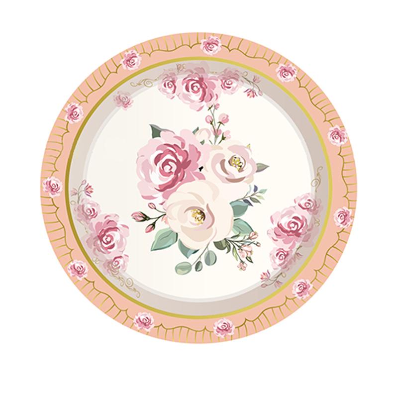 44pcs/set Tea Party Disposable Tableware Birthday Wedding Paper Plate Cups Napkins Baby Shower Theme Party Decoration Supplies