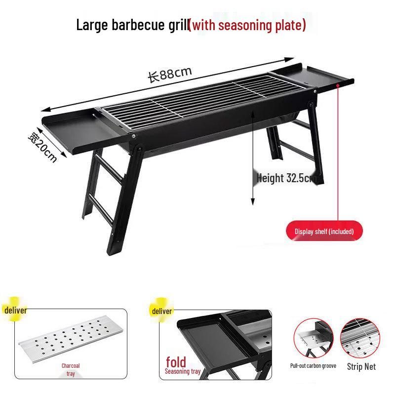 New Portable Charcoal BBQ Grill – Handheld Pull-Out Design for Outdoor Camping