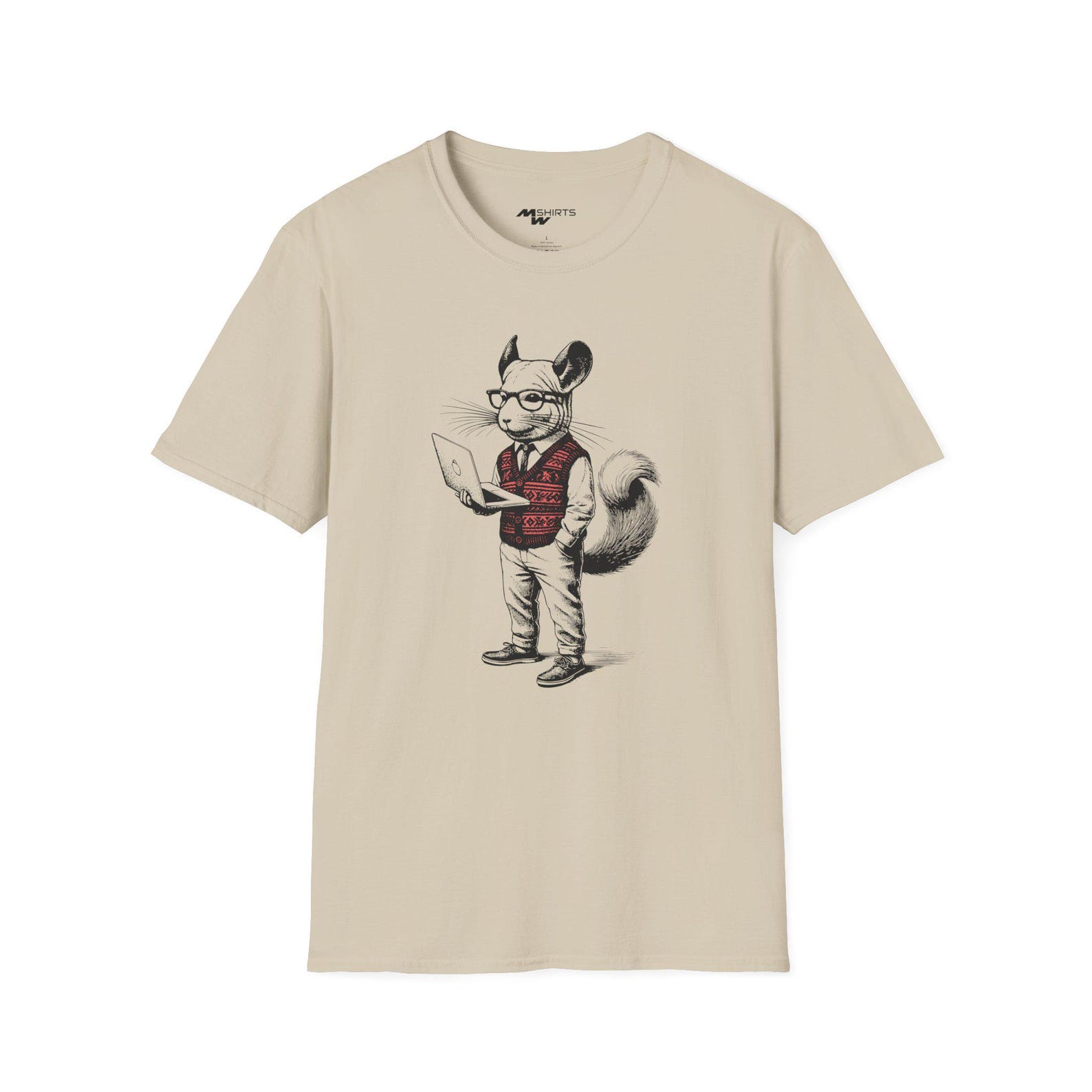 Web Dev Chinchilla T-Shirt: Engraving Style Graphic Tee 2XL
