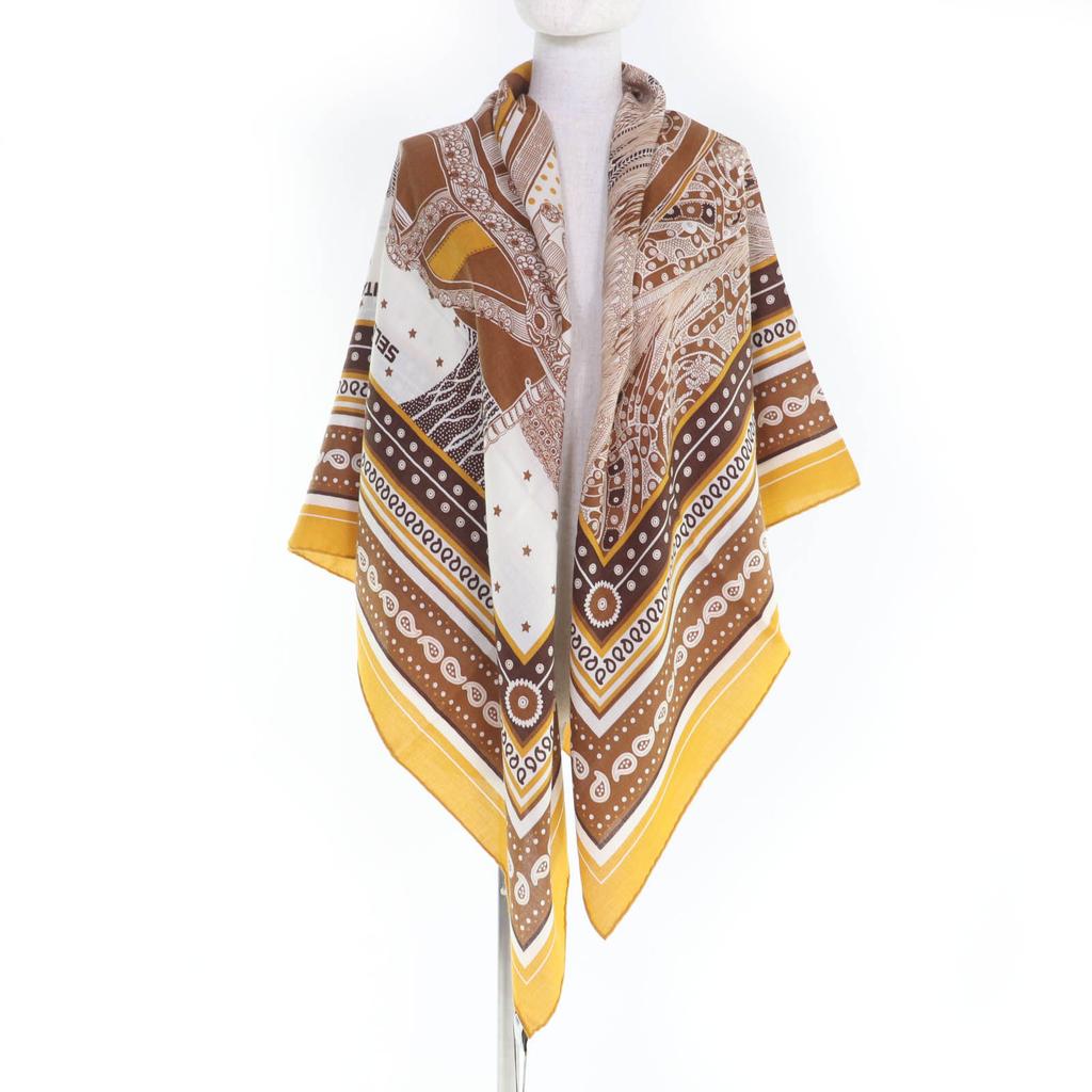 Pristine HERMES Scarf SELLE DE DIGNITAIRE Saddle of the Dignitary Cashmere Women Used