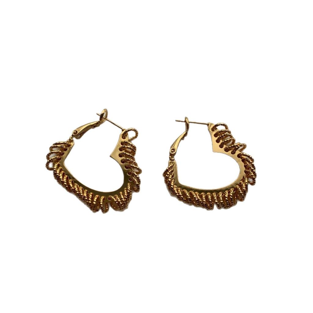 Love Round Geometric Weaving Earrings Ear Buckles Light Luxury Exquisite Retro Niche Premium Daily Versatile Earrings