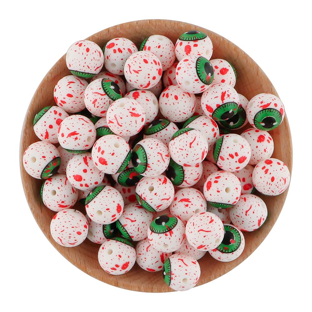 NEW Christmas Series Printed Silicone Beads 20Pcs/15mm  DIY Keychain Necklace Bracelet Accessories For Jewelry Making