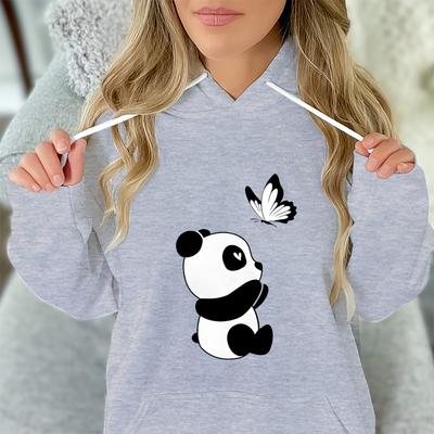 Women/Men Panda Kawaii Cartoon Sweatshirt Hoodie Cartoon Panda Butterfly Print Men Women Fashion Funny Casual Sweatshirt Hoodies