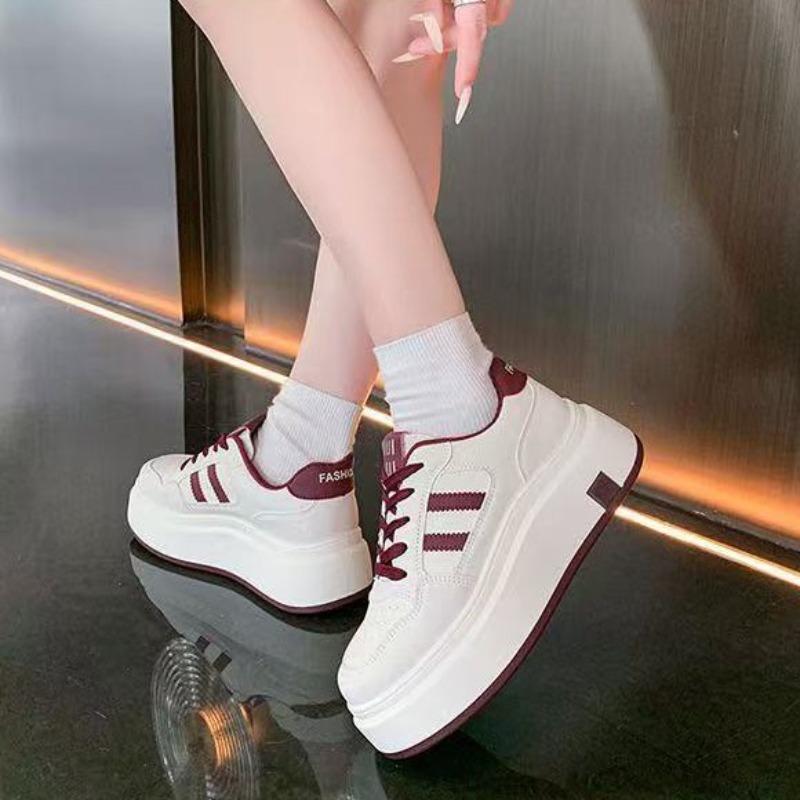 Thick-soled four-season little white shoes women's new spring versatile angola red small muffin board shoes