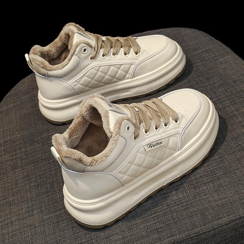

Thick-soled high-top little white shoes women s 2025 new autumn and winter velvet sports and leisure lightweight board shoes, small height-increasin 40 бежевый