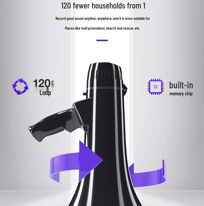High-Power Handheld Megaphone with Recording & Charging - Loudspeaker for Street Stalls