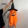 Spooky Home Decorations Cute Halloween Hanging Decor, Pumpkin Ghost Pendant with Party Supplies Wizard Hat, Witch Ornament for Durable Fabric Decor