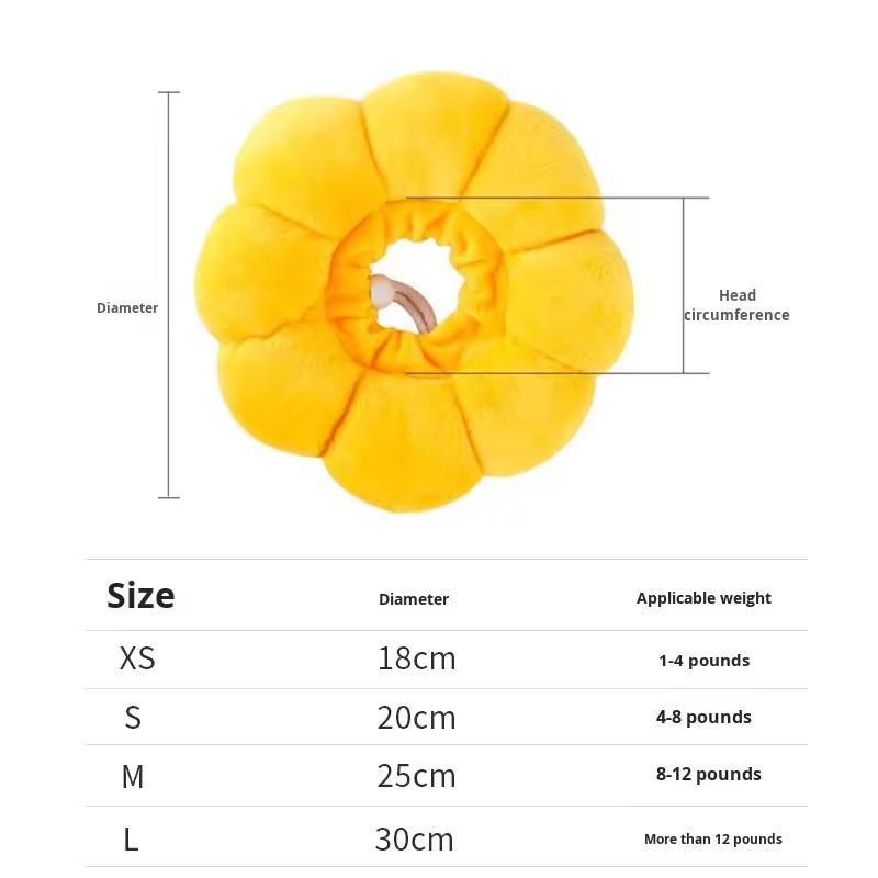 Sunflower Elizabethan Collar Soft Adjustable Pet Recovery Cone Anti Lick Anti Bite Head Cover Cat Sterilization Wound Protection XS жёлтый