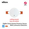 ZigBee Wifi MmWave Senzor de mișcare de prezență umană cu detectie de luminanță/distanță 5/110/220V Tuya Smart Life Home Automation