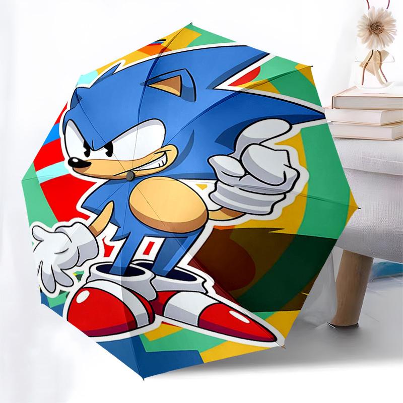 

1pc Sonic the Hedgehog Automatic Opening Folding Umbrella - 3-Fold Design, 8-Bone Iron Frame Outdoor Umbrella - Ideal Gift for Fans, Travelers, Daily