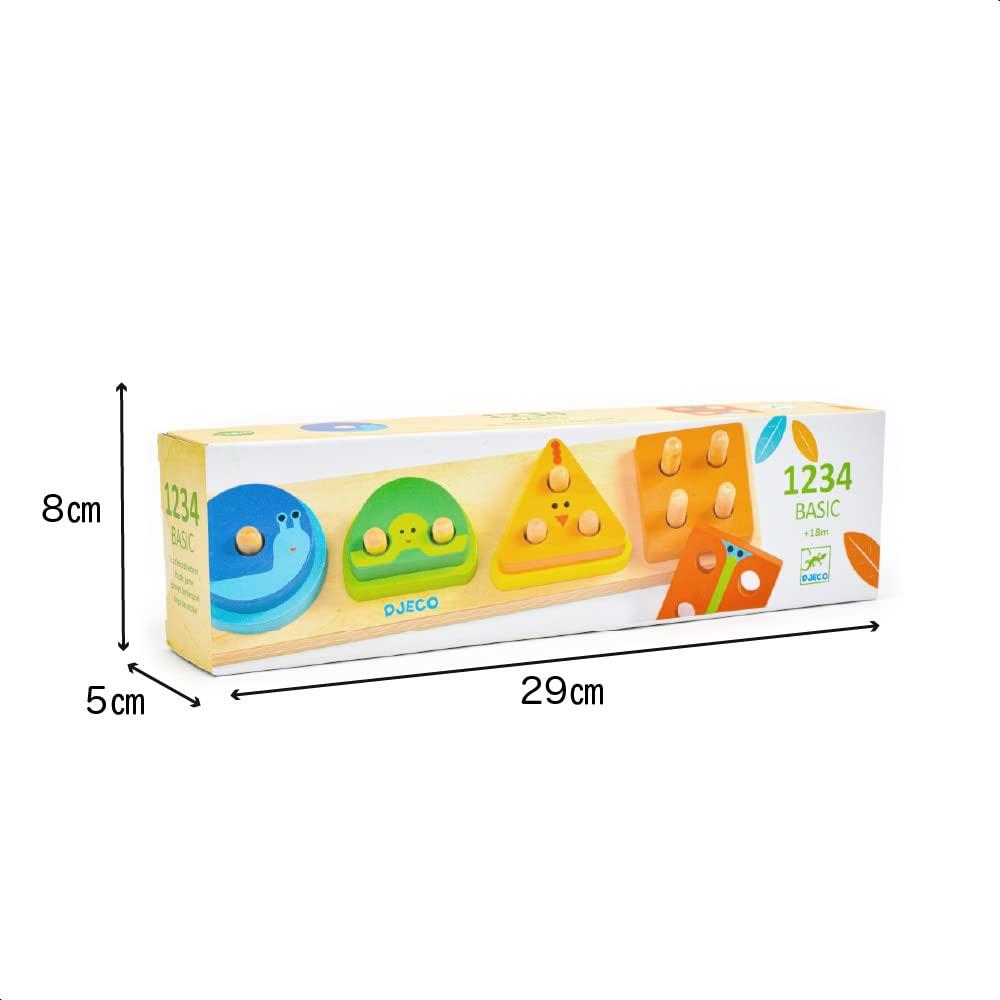 DJECO 1234 Basic Mold Puzzle Baby Educational Toy Wooden Animal Present Montessori 1 Year Old Christmas (DJ06203)