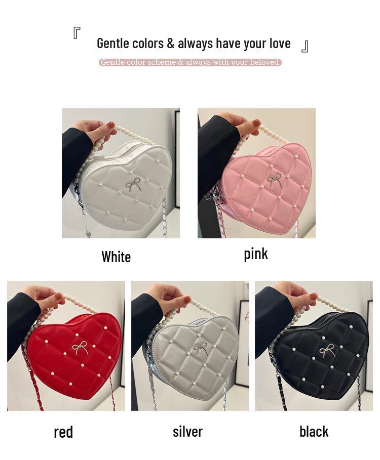 2025 Spring/Summer Lolita Mini Heart-Shaped Quilted Crossbody Bag
