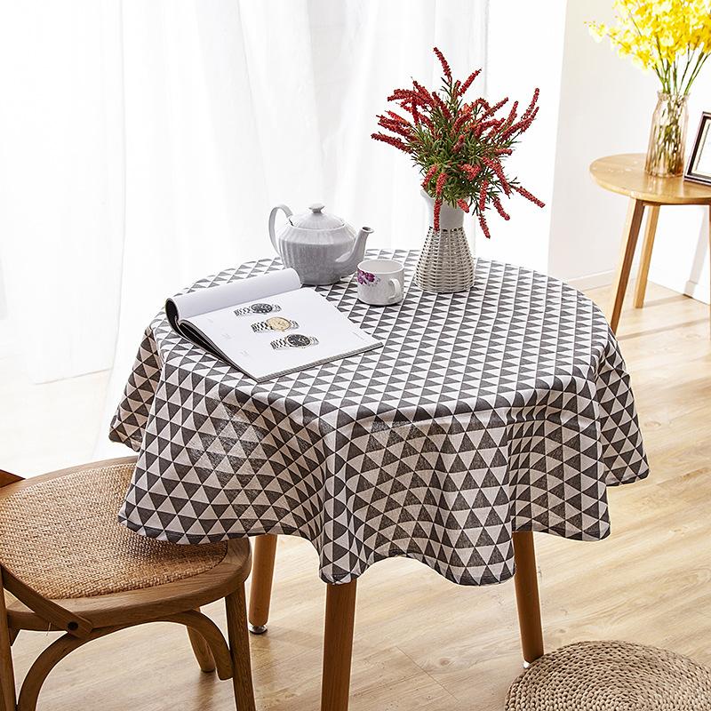 Polyester Cotton Imitation Linen Table Cloth Round Tablecloth Printed Fringed Tablecloth Cover Towel