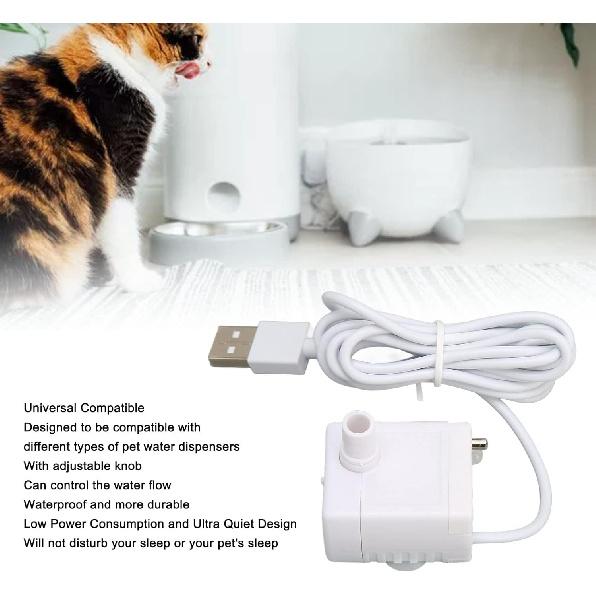 Cat Water Fountain Pump, Pet Water Fountain Pump Replacement Pump Quiet Prevent Dry Burning USB Powered DC Brushless Motor Mini Cat Water Dispenser
