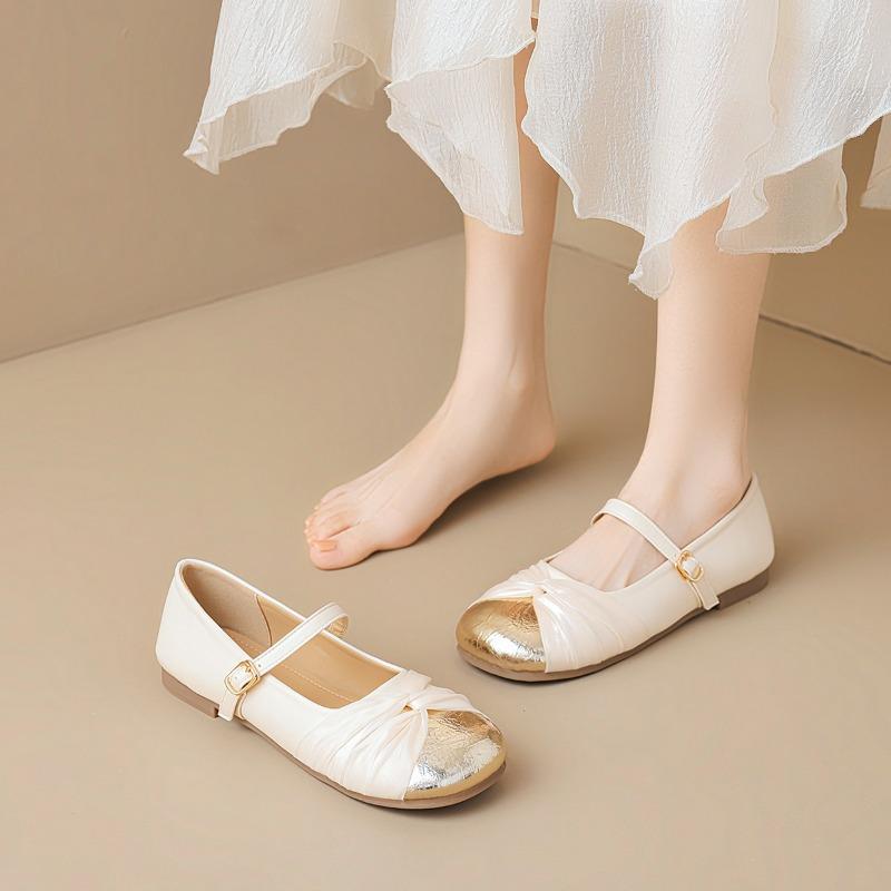 

Хит продаж Весенне-осенние женские туфли Модные туфли с круглым носком, сочетающиеся по цвету, большого размера, с ремешком на одной пуговице, женские балетки 43 бежевый