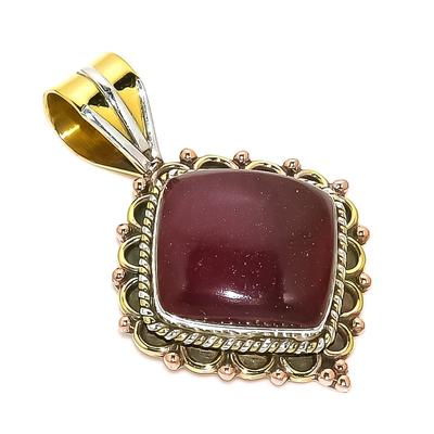 Pendentif bicolore en argent sterling 925 créé en laboratoire avec rubis et zoïsite 1,50" N9j85