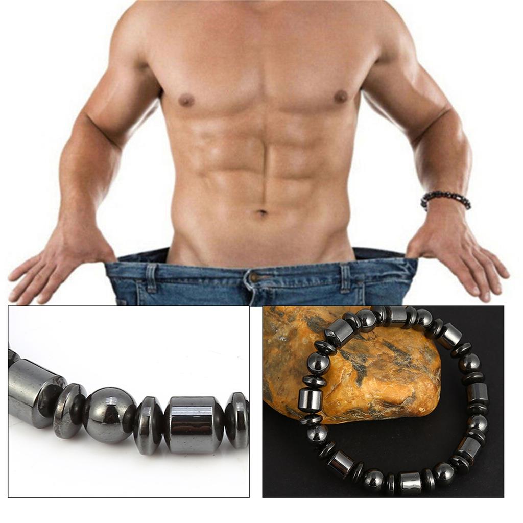 Unisex Stylish Weight Loss Black Stone Bracelet Health Care Magnetic Therapy Bracelet