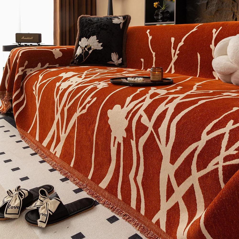 Light Luxury High-end Chenier Sofa Cover Four Season Universal Anti Slip Settee Towel Multi Purpose Thin Quilt Couch Blanket