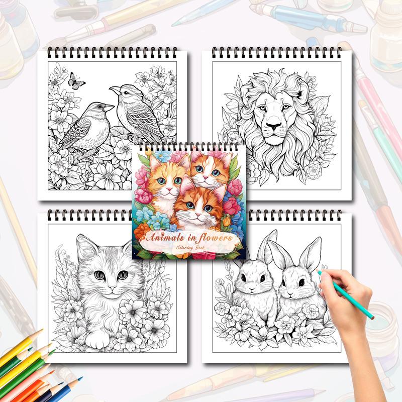 3pcs Coloring Books - Bird, Cat, Mandala Patterns, Thickened 30 Pages, Spiral Bound, Perfect for Stress Relief, Gift Ideas