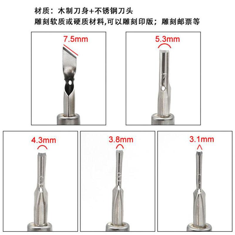 Printmaking Carving Tools Set with 5 Blade DIY Lino Block Cutting Stamp Carving Tool Accessories Art Sculpture Supplies