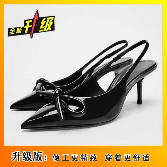French Pointed Head, Light Mouth, Thin Heel, Bow, Empty Sandals for Women, New Red High Heels for Women In Autumn and Winter 2025