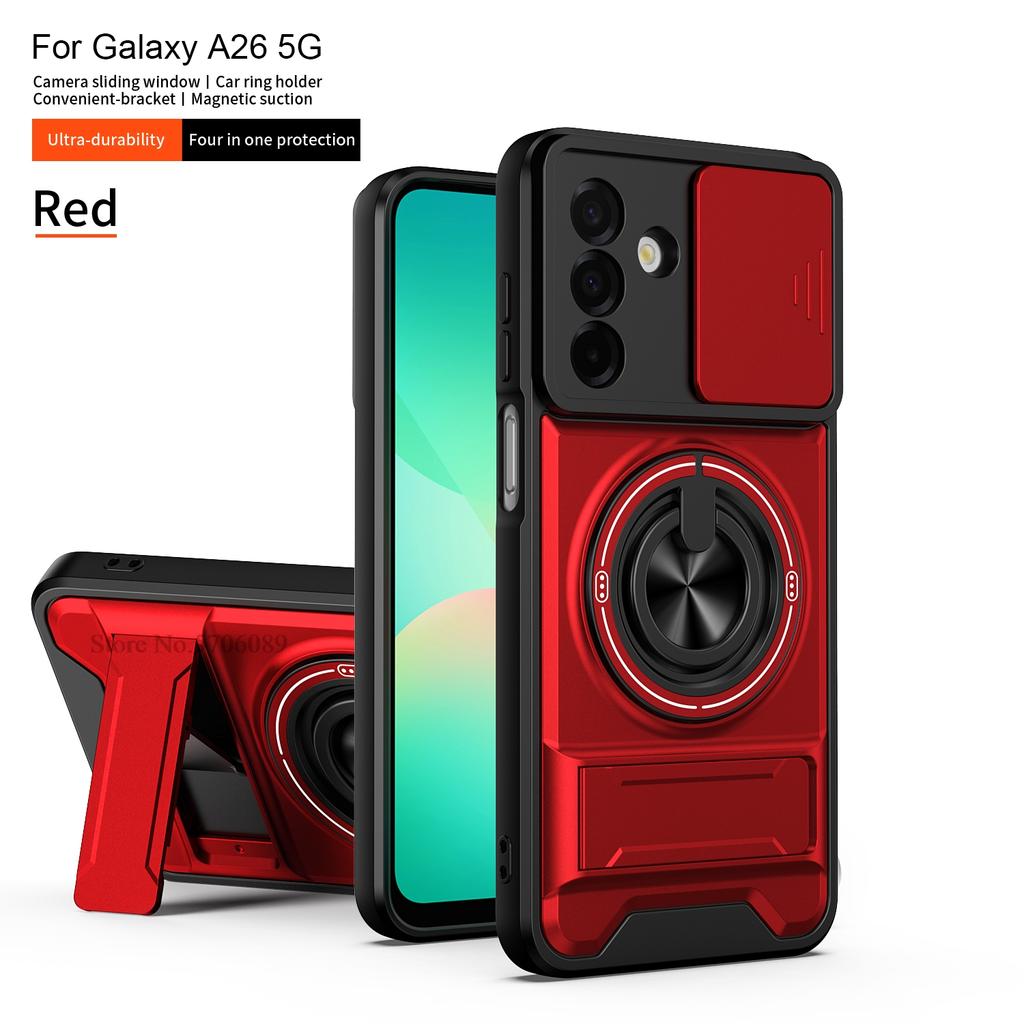 A26 5G Armor Hülle Für Samsung Galaxy A26 5G Hülle Stoßfest Schiebbarer Linsenschutz Handyhülle Für Samsung A26 5G Hülle Mit Ring