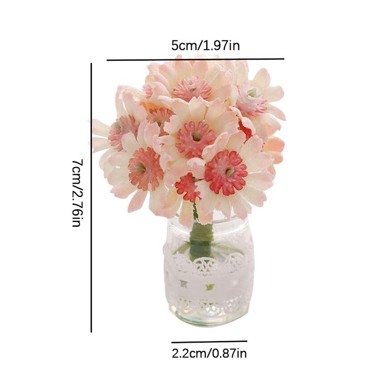 1:12 Puppenhaus Chrysanthemenblumen-Vase Topfmodell Puppenhaus Miniatur Heimdekoration Mikroszene Blumengesteck