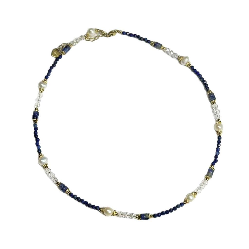 Retro Natural Stone & Freshwater Pearl Necklace - High-End Clavicle Chain for Women