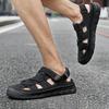 Summer Men's Leather Sandals Handmade Outdoor Ventilated Beach Slides Non-Slip Sole Casual Shoes