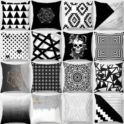 Black Geometric Pattern Pillowcase Office Living Room Home Pillowcase Car Ornaments