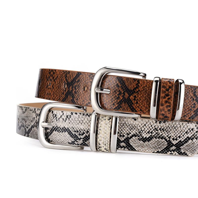 Snake Elegant Retro Pattern Womens Fashion Belt With Alluring Metal Buckle Design