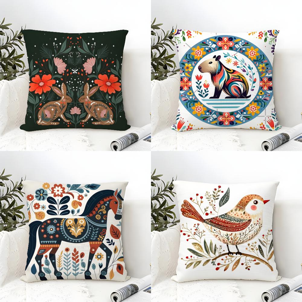 2 Animal And Natural Floral Prints Pillow Case Home Living Room Decoration Linen Pillowcover Pillow Cases Cushion Cover