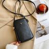 New Women Purses Solid Color Genuine Leather Shoulder Strap Bag Mobile Phone Bag Card Holders Wallet Black Cowhide Handbag