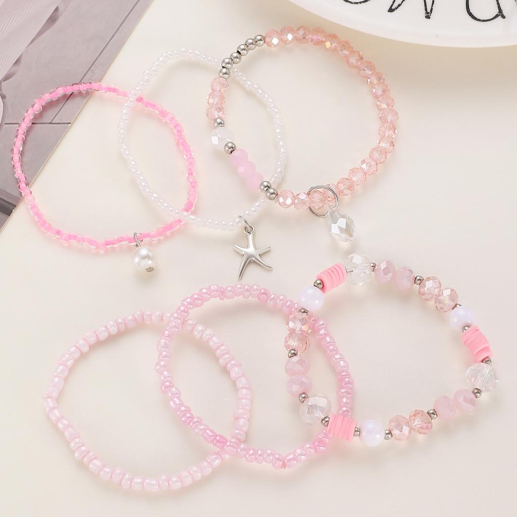 Literary Retro Bohemian Starfish Pendant Multi-Layer Beaded Bracelet For Women Temperament Ethnic Style Jewelry