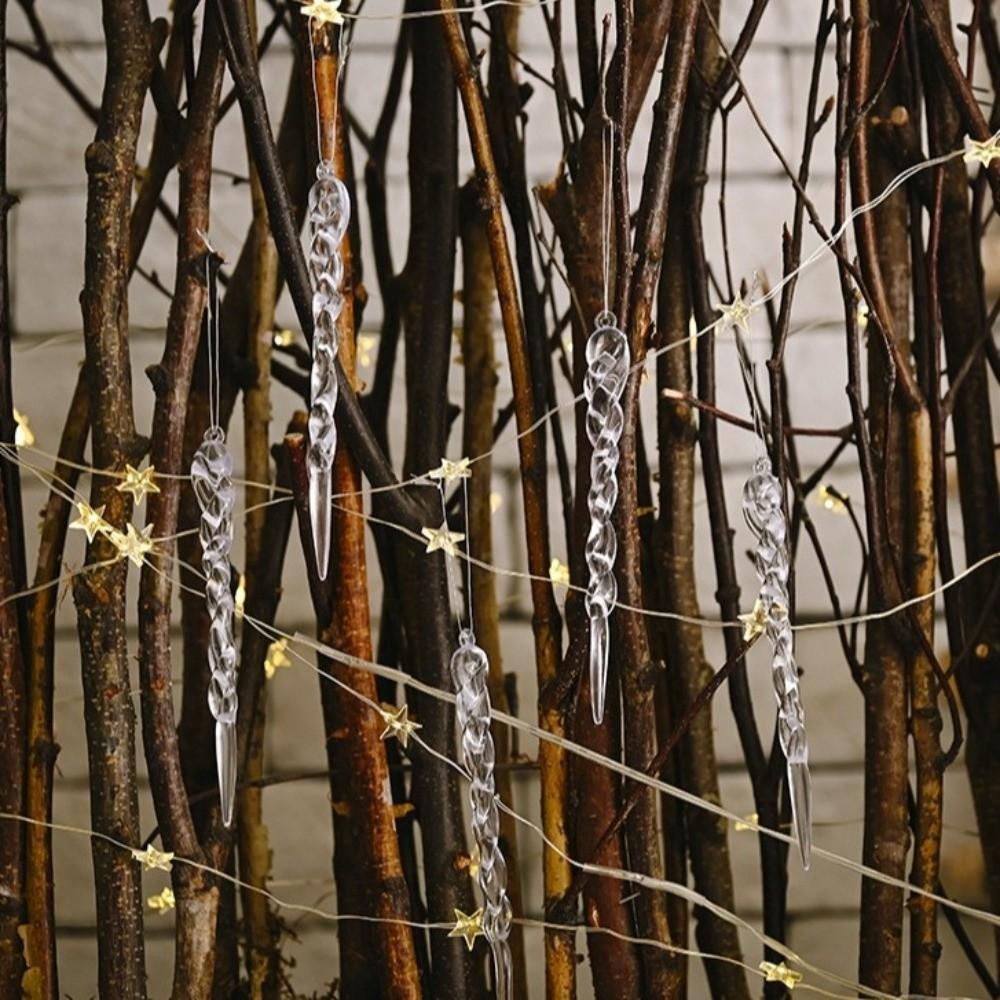 12Pcs Acrylic Christmas Tree Icicle Ornaments Shatterproof Simulated Icicle Xmas Icicle Pendants Shining Transparent
