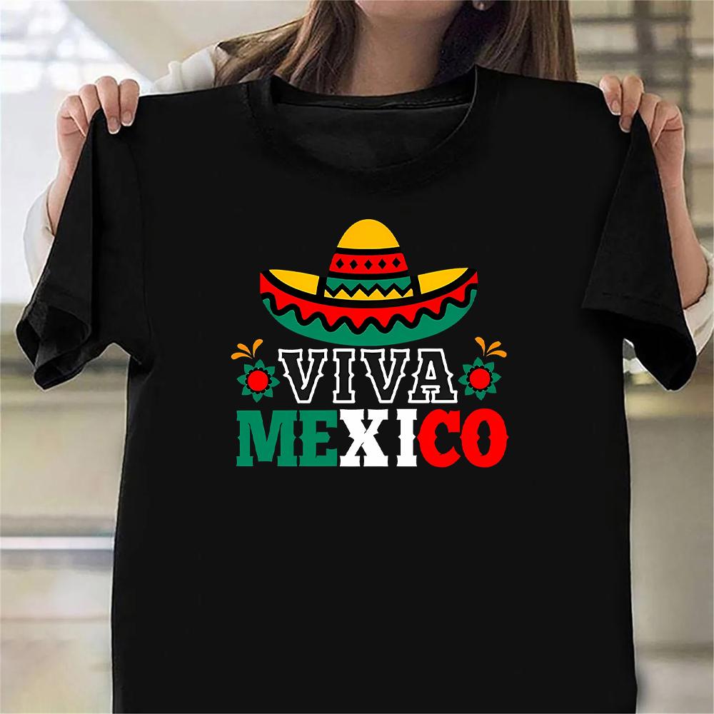 Mexican Printed Women'sT-Shirt Short Sleeved Casual Top Fashion Street Original Style Tops Y2k Round Neck Clothing