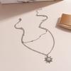 Vintage Silver Color Sun Pendants Necklaces for Women Korean Simple Style Multi-Layer Beads Chain Necklace Fashion Party Jewelry