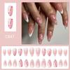 24 Pcs Flowers Artificial Nail French Tip Press On Nail Medium Almond Full Cover Stick On Nail Glossy False Nail