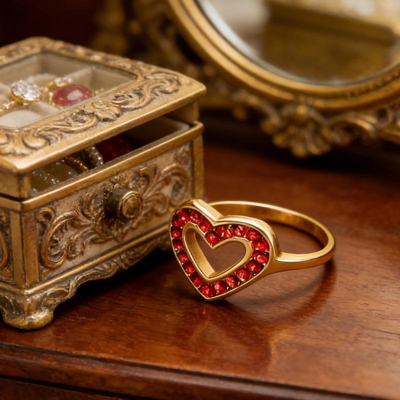 

Design sense Closed diamond-set gemstone women s ring Temperament heart-shaped love women s ring Personalized hand jewelry золотой