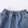 Girls' Plaid Ruffle Shirt & Jogger Denim Pants Set