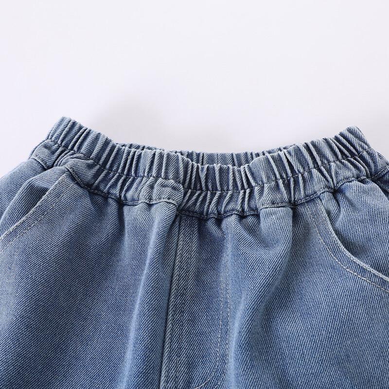 Girls' Plaid Ruffle Shirt & Jogger Denim Pants Set